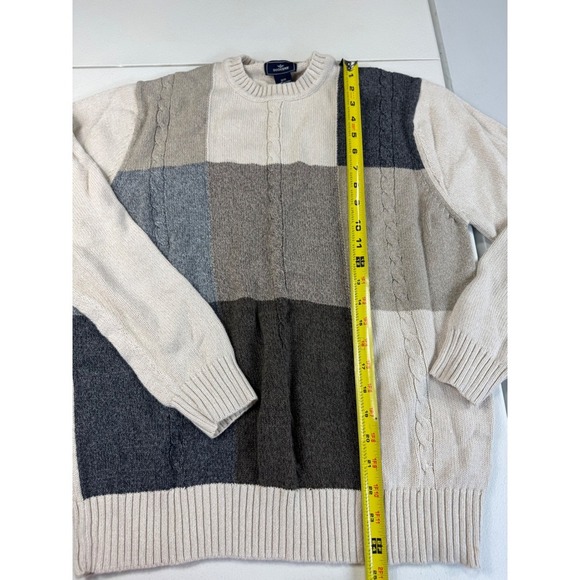 Dockers Men's Crew Neck Knit Patchwork Sweater‎ Neutral Colors M/M Medium - Picture 3 of 9